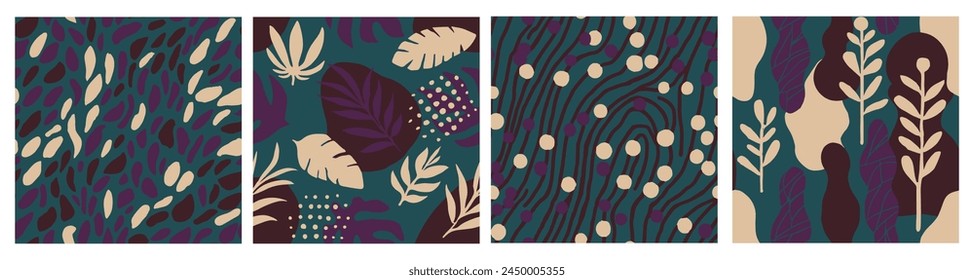Patrón de forma artística de Naturaleza sin costuras negro. Pintura clásica de la selva sin costuras vívida, arte sin costuras. Fondo vibrante de las líneas de la flora de la moda repetitiva. 