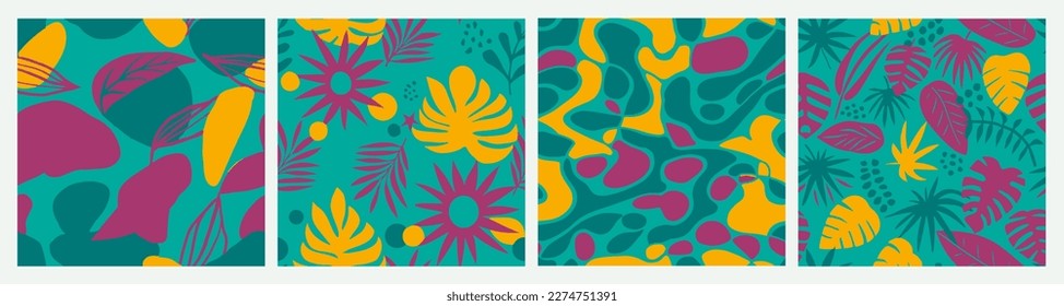 Black Seamless Nature Simple Surface Texture. Green Continuous Abstract Trendy Artwork, Seamless Vector. Vivid Repetitive Color Tree Fabrics Pattern. 