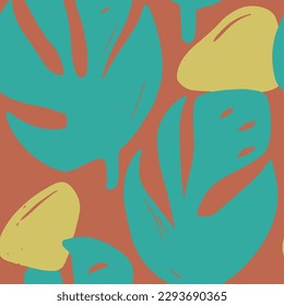 Black Seamless Nature Trendy Textile Print. Orange Repetitive Doodle Blossom Ornament, Seamless Backdrop. Vivid Endless Fashion Retro Surface Wallpaper. 