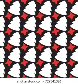 Black seamless pattern with christmas tree for New Year.
