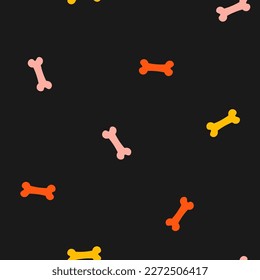 Black seamless pattern with colorful bones