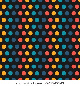 Black seamless pattern with colorful dots
