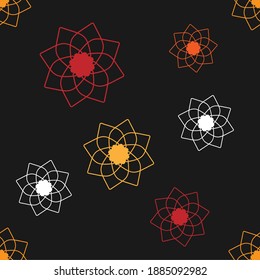 Black seamless pattern with colorful flowers. Pattern for wrapping paper.