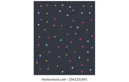 Patrón negro sin fisuras con corazones de colores Vector de diseño para su uso.