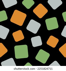 Black seamless pattern with colorful squares