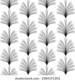 Black seamless pattern. Geometric decorative texture Art Deco style. Vector floral illustration on transparent background