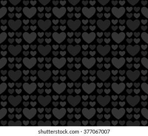 Black seamless pattern with heart symbol. 