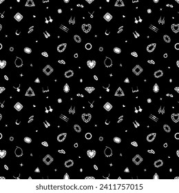 Black seamless pattern in jewelry style