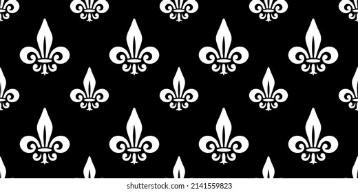 patrón negro sin costura, símbolo heráldico de flores de lirio, ilustración vectorial 