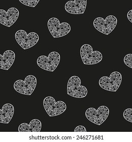 Black Seamless Pattern Metallic Hearts Gothic Stock Vector (Royalty ...