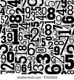 Black seamless pattern with numbers