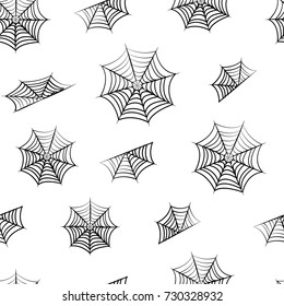 Black seamless pattern with spiderwebs for Halloween. Vector illustration