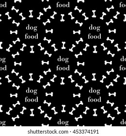 black seamless pattern with white bone for dog. vector