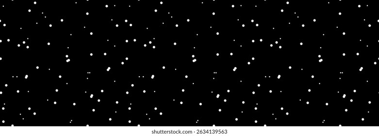Patrón negro sin fisuras con textura de punto blanco como un copo de nieve. Vector de chispa que cae para la Plantilla, papel de embalaje, diseño de tarjeta