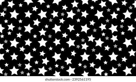 Black seamless pattern with white stars
