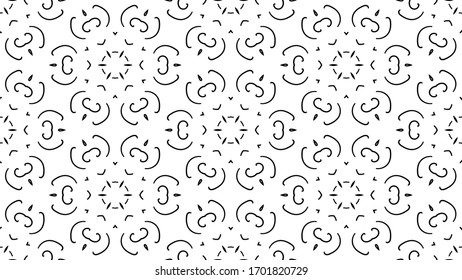 Black Seamless Pattern for your creative design templates. Vector ornament isolated on white background.