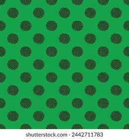 Black seamless polka dot pattern vector, Green background. Pencil drawing style