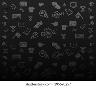 Black seamless soccer icons background vector