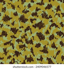 Black Seamless Soldier Vector Clouds. Beige Repeated Digital Vector Design. Camouflage Hunting Green Repeated Halftone Graphic Art. Brown Camouflage Seamless Pattern. Camoflage