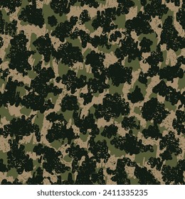 Papel tapiz de vectores de soldados sin soldadura negro. Ropa De Camuflaje Khaki Repitió Nubes Gráficas De Medio Tono. Fondo del vector creativo repitido Beige. Patrón de Camuflaje Verde sin Marea. Camoflage