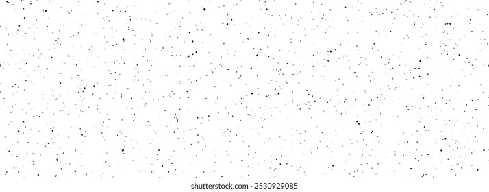 Black seamless speckle texture. Distress grunge grain dot background. Gritty splash repeated pattern. Splattered dirt grit overlay with drops, specks, flecks. Vector weathered noise for banner, poster