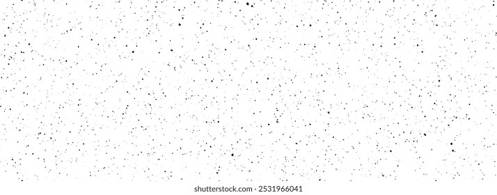 Black seamless speckle texture. Distress grunge grain dot background. Gritty dirt splash repeated pattern. Splattered grit overlay with drops, specks, flecks. Scuff weathered noise pattern. Vector