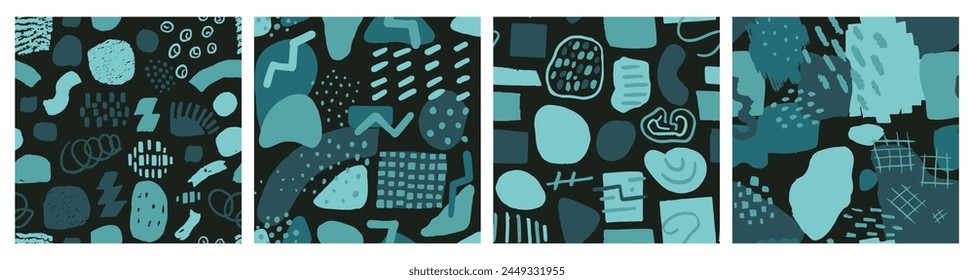 Black Seamless Stylish Simple Illustration Wrapping. Vivid Seamless Contemporary Artistic Shape, Seamless Design. Pastel Endless Brushed Vintage Ornament Doodle