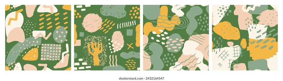 Black Seamless Stylish Vintage Shape Collection. Pastel Repetitive Grunge Retro Lines, Seamless Pattern. Bright Continuous Elegant Hand Drawn Invitation Design