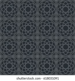 Black seamless texture with arabic geometric ornament. Vector pattern