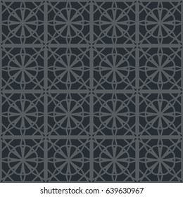 Black seamless texture with arabic geometric ornament. Vector pattern
