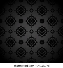 Black Seamless Thai art Pattern.