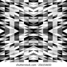 Black Seamless Triangle Abstract Background. Vector Pattern of Geometric Shapes