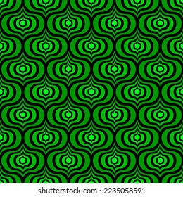 ANTECEDENTES DE VECTOR INALÁMBRICO NEGRO EN ESTILO ART DECO CON ELEMENTOS ABSTRACTOS VERDES CLAROS