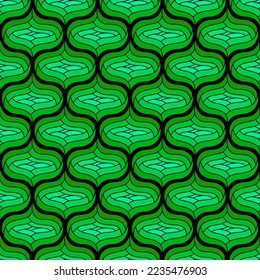 BLACK SEAMLESS VECTOR BACKGROUND IN ART DECO STYLE WITH LIGHT GREEN ABSTRACT ELEMENTS