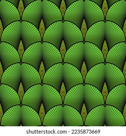 BLACK SEAMLESS VECTOR BACKGROUND WITH GREEN GINKGO BILOBA LEAVES