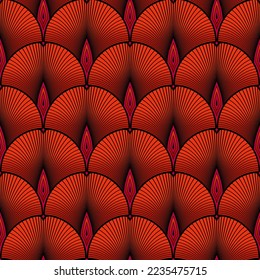 BLACK SEAMLESS VECTOR BACKGROUND WITH RED GINKGO BILOBA LEAVES