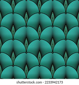 BLACK SEAMLESS VECTOR BACKGROUND WITH TURQUOISE GINKGO BILOBA LEAVES