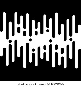 Black seamless vector pattern with flat rounded parallel lines. Abstract background flat style. Black and white dynamic waves.