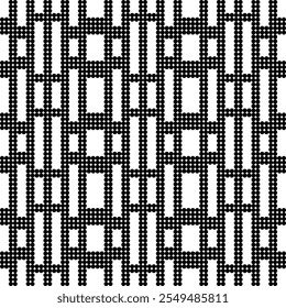 Black seamless vector pattern with pixel art  symbols for digital art, fabric design, and business decoration