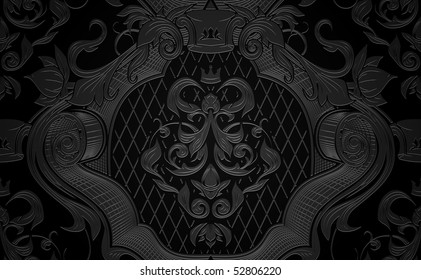 Black Seamless wallpaper pattern, vector