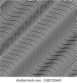 Black seamless wavy line pattern vector illustration. Diagonal line.