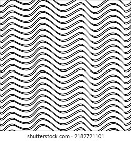 Black seamless wavy line pattern vector illustration. Horizontal line. 