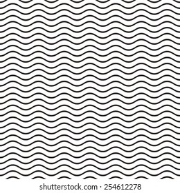 Black seamless wavy line pattern vector illustration