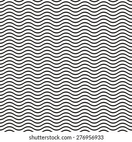 Black Seamless Wavy Line Pattern Vector Illustration