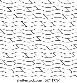 Black seamless wavy line pattern. Vector illustration.