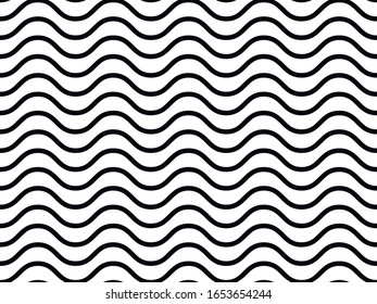 Black seamless wavy line. Black and white lines. Vector illustration.