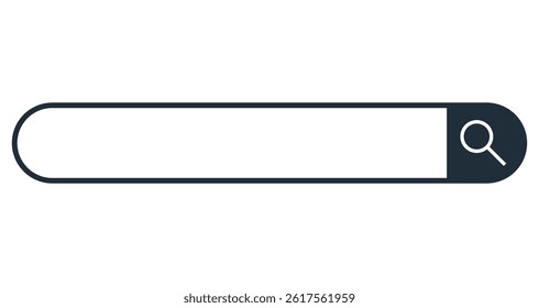 Black search bar icon isolated on white background.