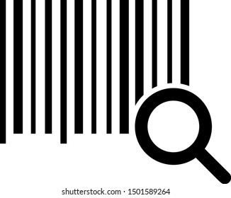 Black Search barcode icon isolated on white background. Magnifying glass searching barcode. Barcode label sticker. Research barcode.  Vector Illustration