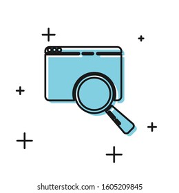 Black Search in a browser window icon isolated on white background.  Vector Illustration