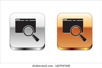 Black Search in a browser window icon isolated on white background. Silver-gold square button. Vector Illustration